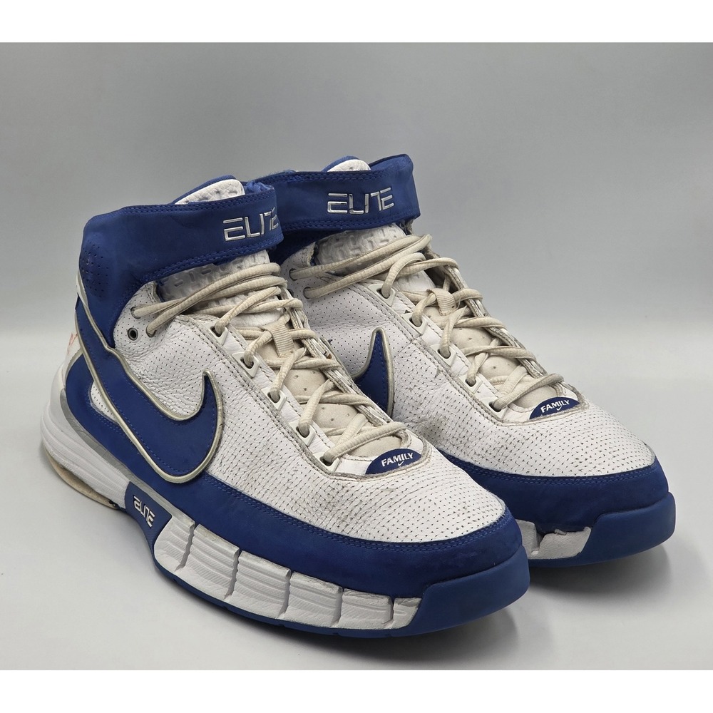 Nike Air Huarache Elite II 316905-141 White Blue‎ Basketball Shoes Mens 12.5